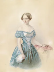 Portrait of a Young Woman in Blue Dress, According to Tradition the Young Marie von Ebner Eschenbach